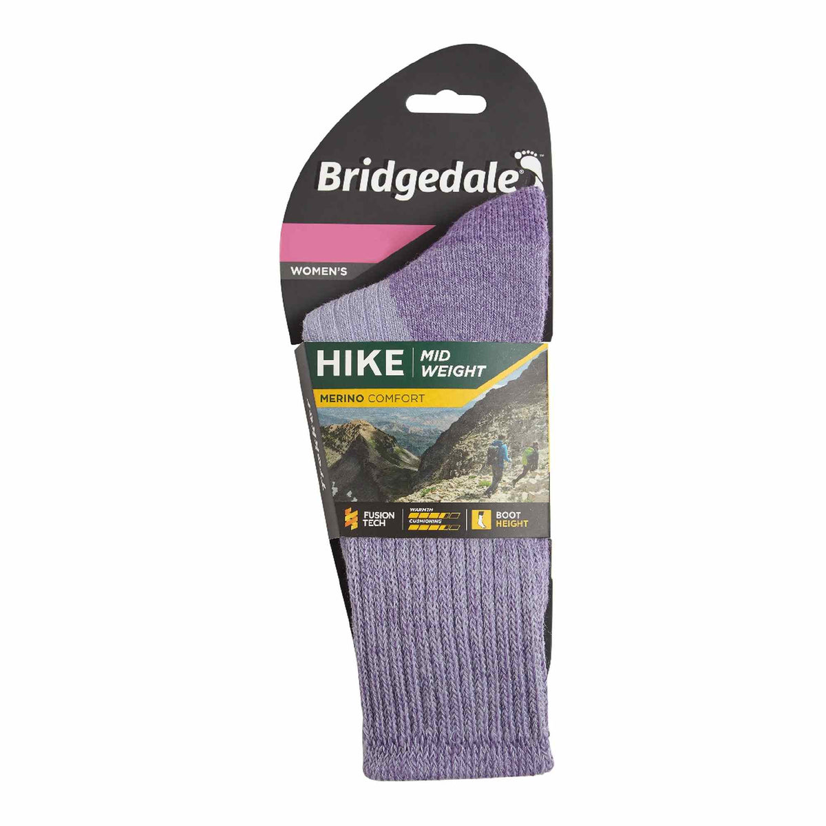 Bridgedale Hike midweight merino wool hiking boot socks in violet (women's pack)