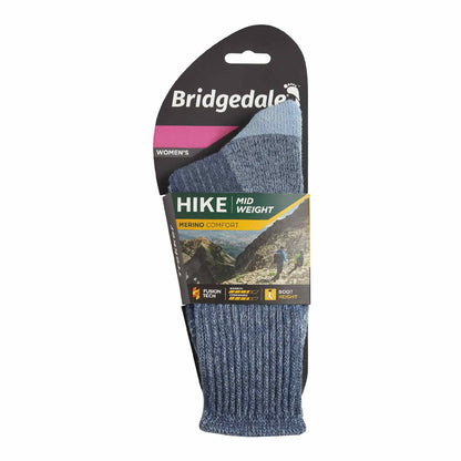 Bridgedale Hike midweight merino wool hiking boot socks in blue (women's pack)