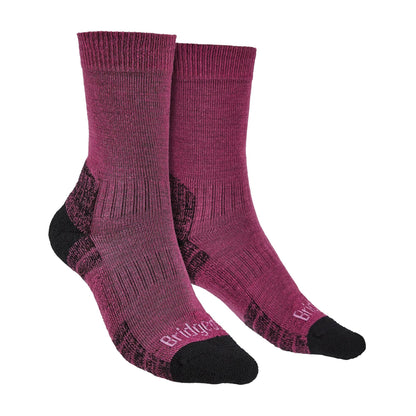 Berry hiking boot socks with black toe and heel, merino wool blend, 1 pair