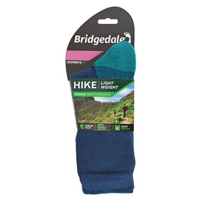 Denim blue and teal lightweight merino hiking boot socks package for women
