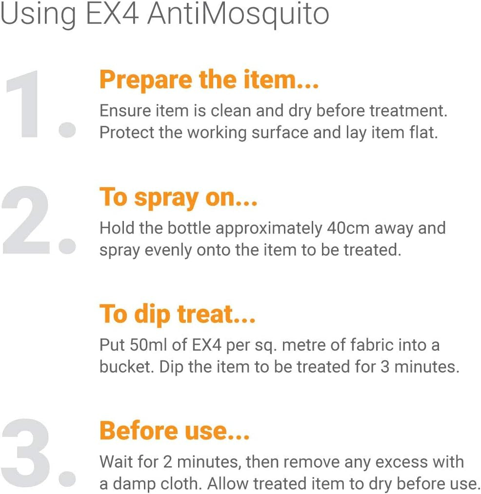 Ex4 anti Mosquito Clothing, Footwear and Outdoor Gear Treatment - 350 Ml Spray | Protect against Mosquitoes, Midges, Biting Insects, Black (Pack of 3)