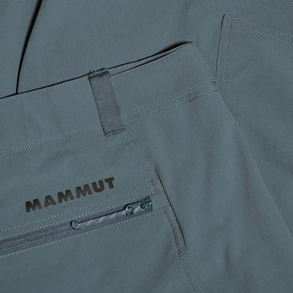 Men's trail running shorts, light gray with Mammut logo and front zipper pocket