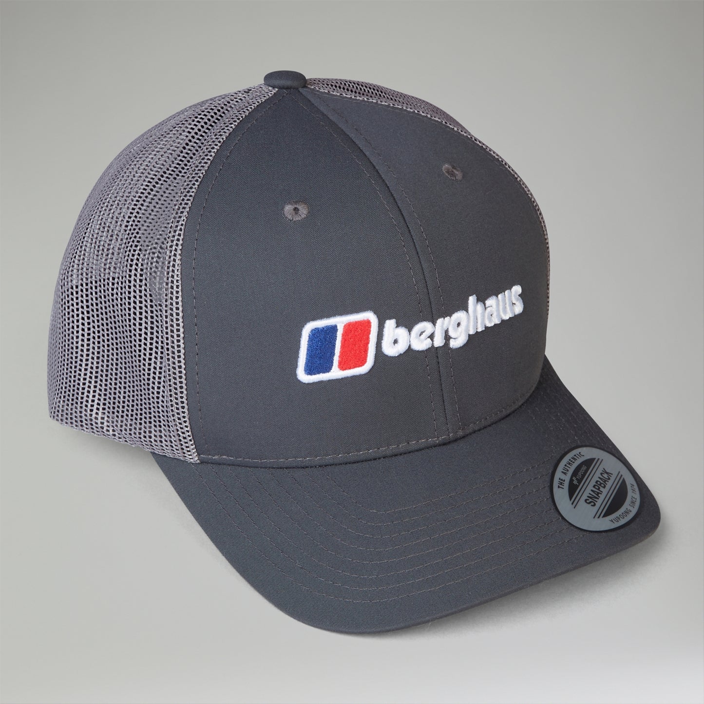 Gray cap with Berghaus logo on a gray background