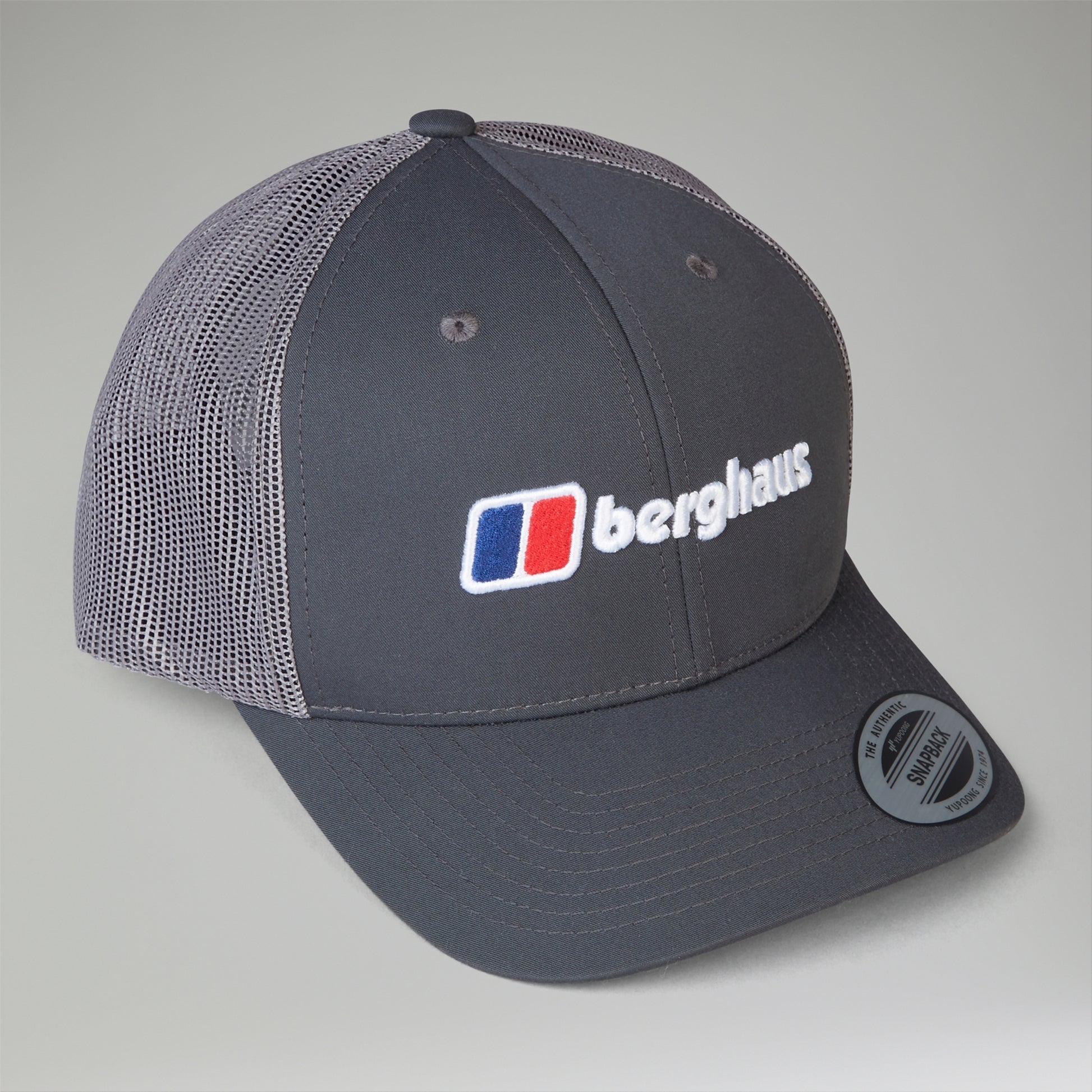 Gray cap with Berghaus logo on a gray background