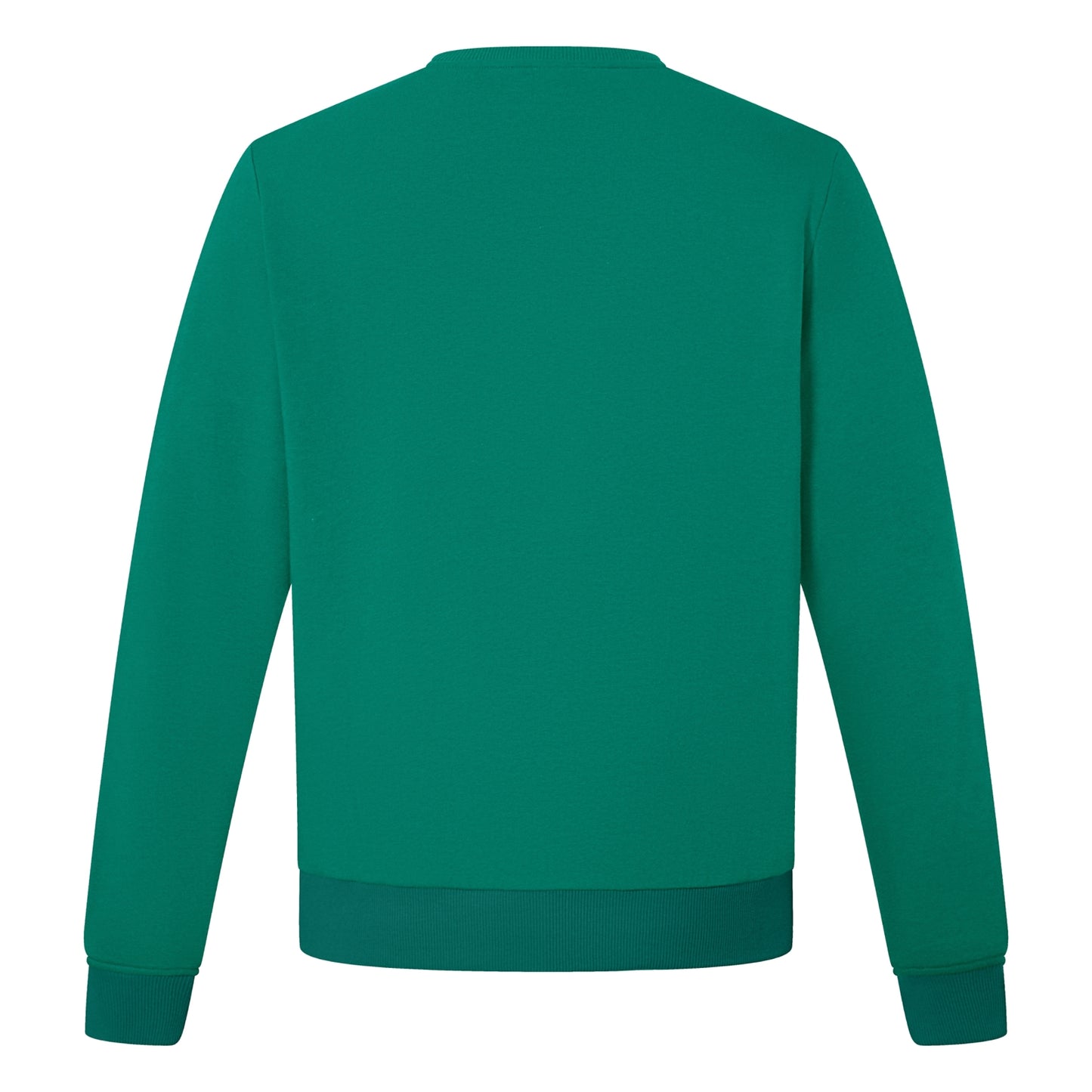 Back of Green sweatshirt on a white background
