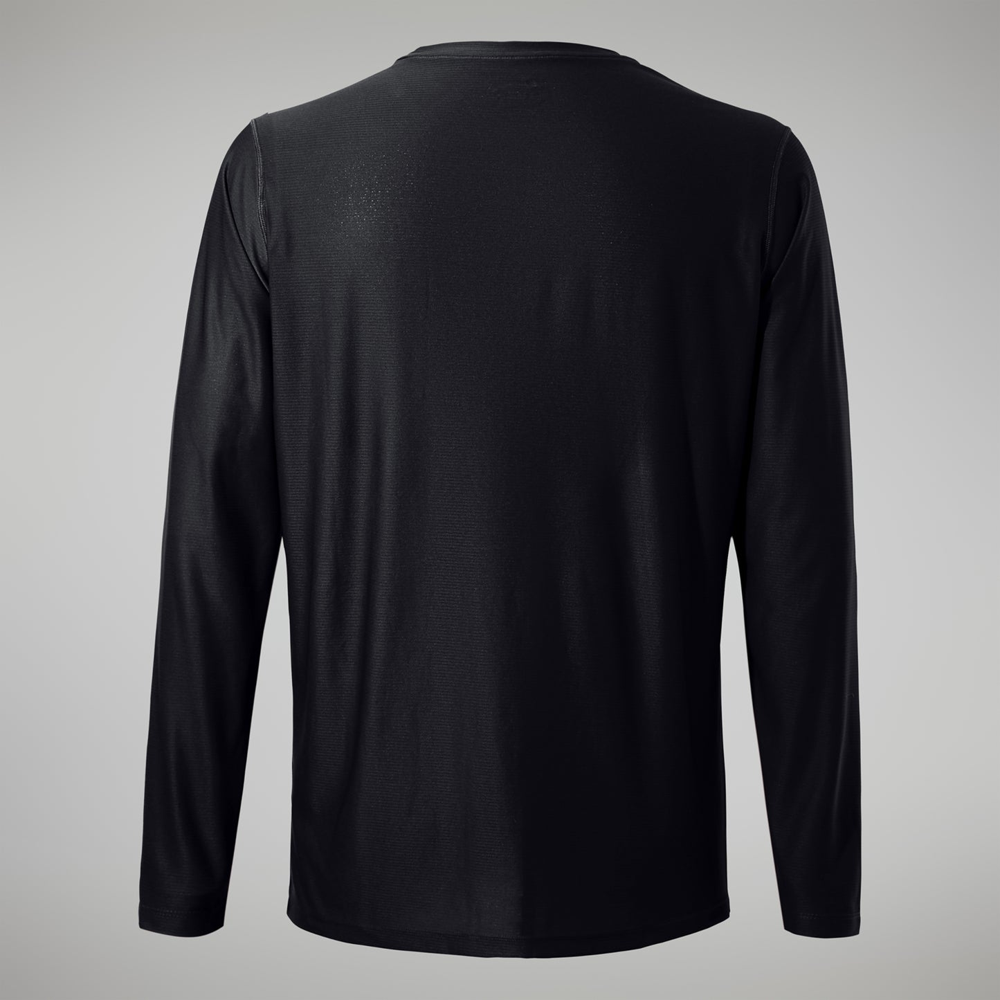 Black long-sleeve shirt on a gray background