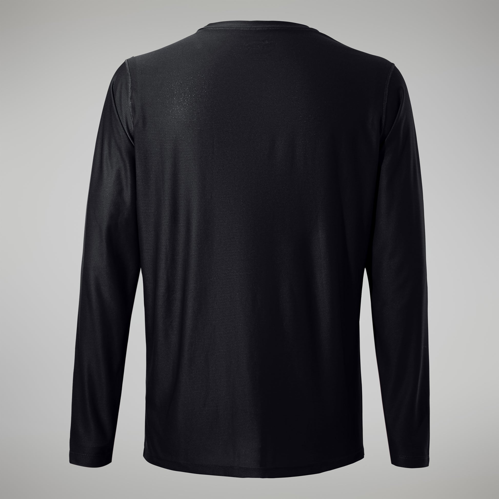 Black long-sleeve shirt on a gray background