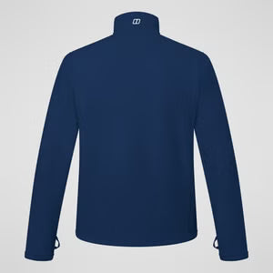 Navy blue long-sleeve shirt on a light gray background