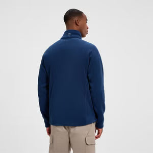 Man wearing a blue jacket on a white background
