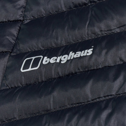 Close-up of a black Berghaus jacket with the brand logo.