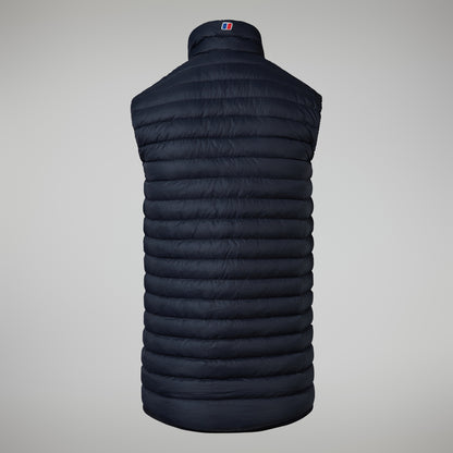 Black puffer vest on a gray background