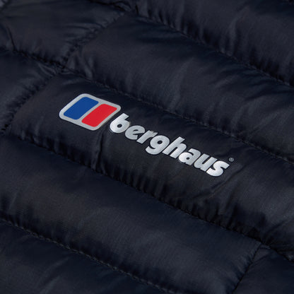 Close-up of a black puffer jacket with Berghaus logo