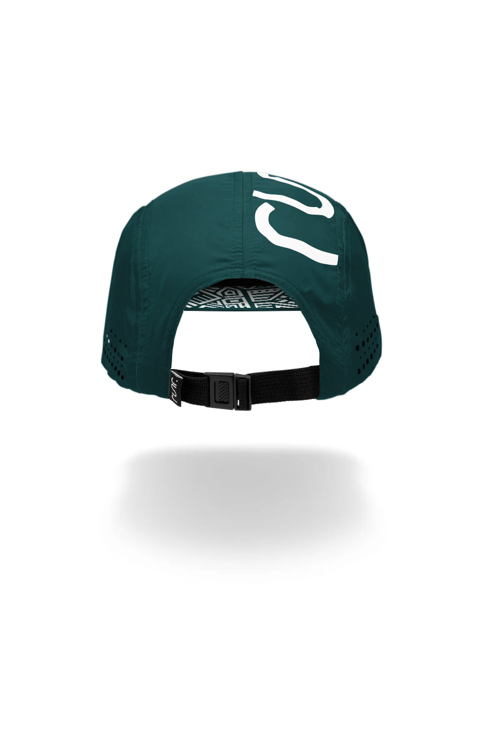 Dark green cap with white side logo and black adjustable back strap