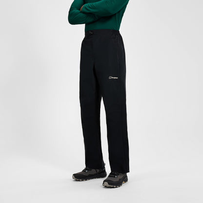 Black waterproof overtrousers with straight cut and logo on side leg