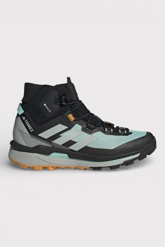 Adidas Terrex high-top hiking boot, black with aqua panels, GORE-TEX, rugged tread sole