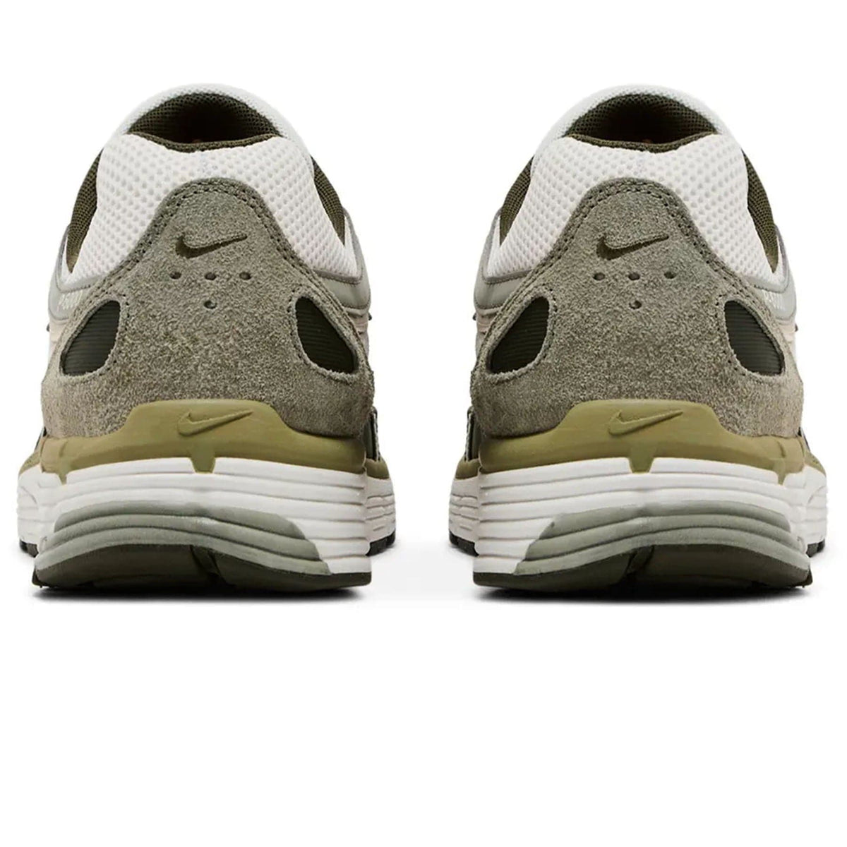Nike P-6000 sneakers back view with suede-like panels and stacked heel midsole