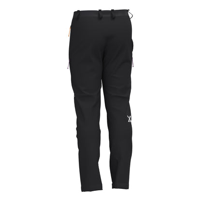 Men's black alpine hiking pants with drawstring waist and tapered legs