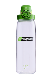 Nalgene 700ml water bottle with clear body and green lock-top cap