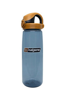 Nalgene 700ml water bottle with charcoal body and brown lock-top cap