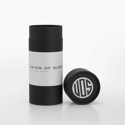 UNION OF SURF black-and-white sunglasses case with circular logo on lid