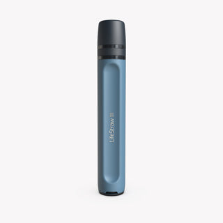 Blue LifeStraw Peak Series portable straw bottle with black top