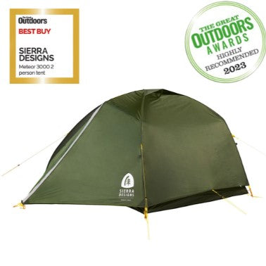 Sierra Designs Meteor 3000 2-person dome tent, olive green with front door and poles