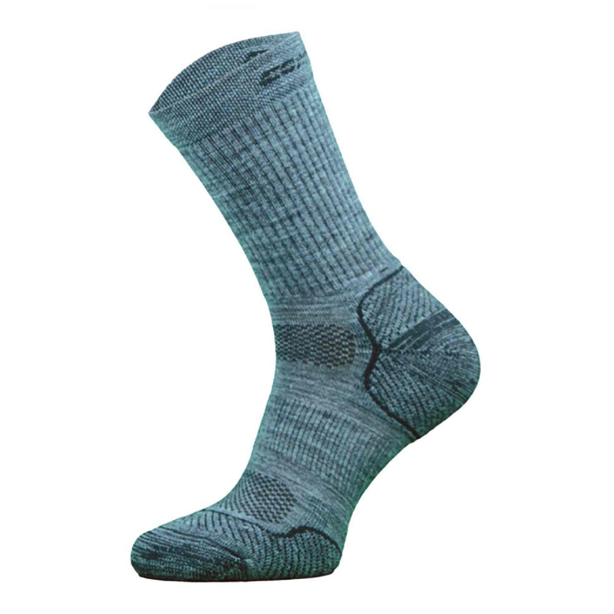 Medium grey merino wool lightweight hiking sock with ribbed knit and cushioning