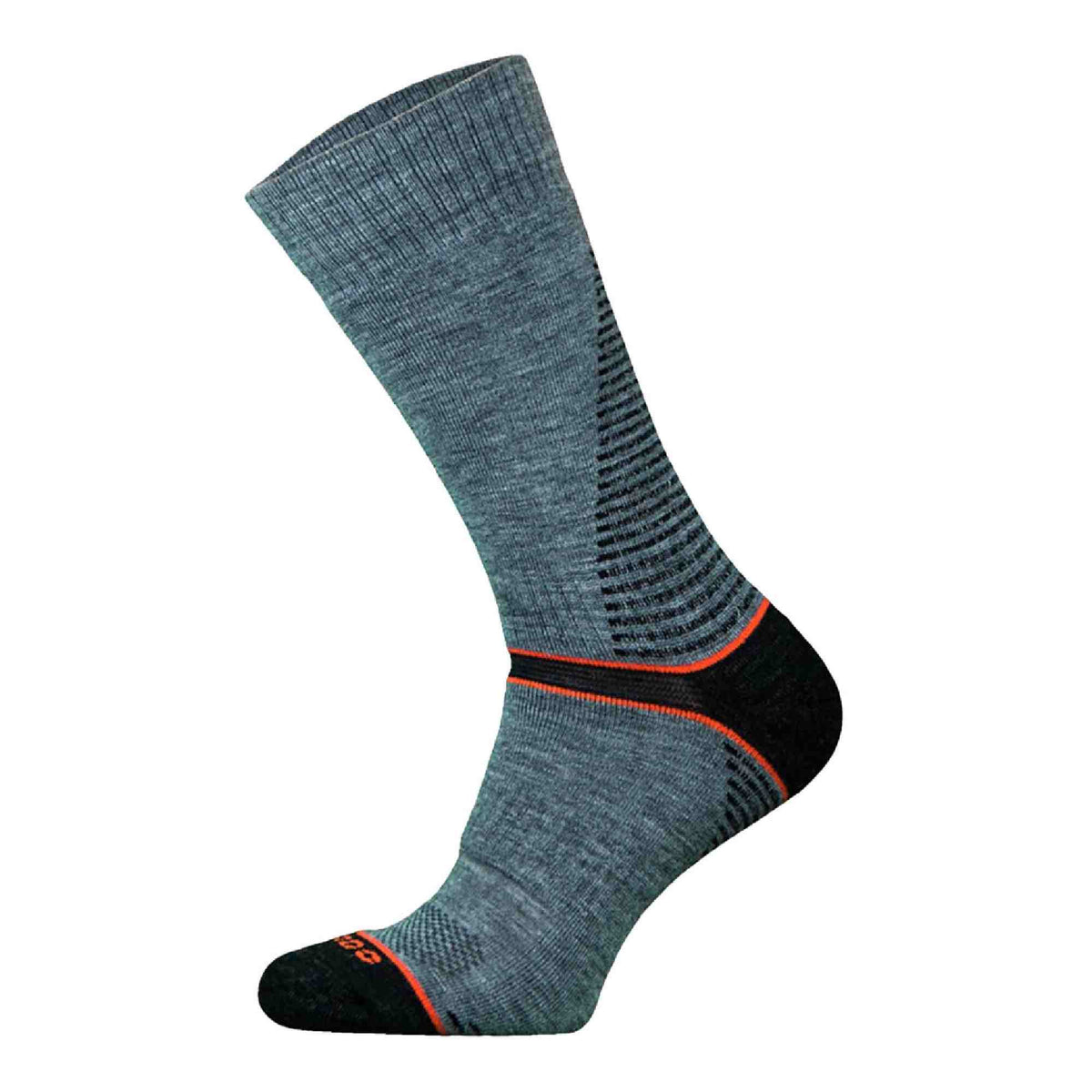 Teal heather merino wool hiking socks with orange accent line and dark toe