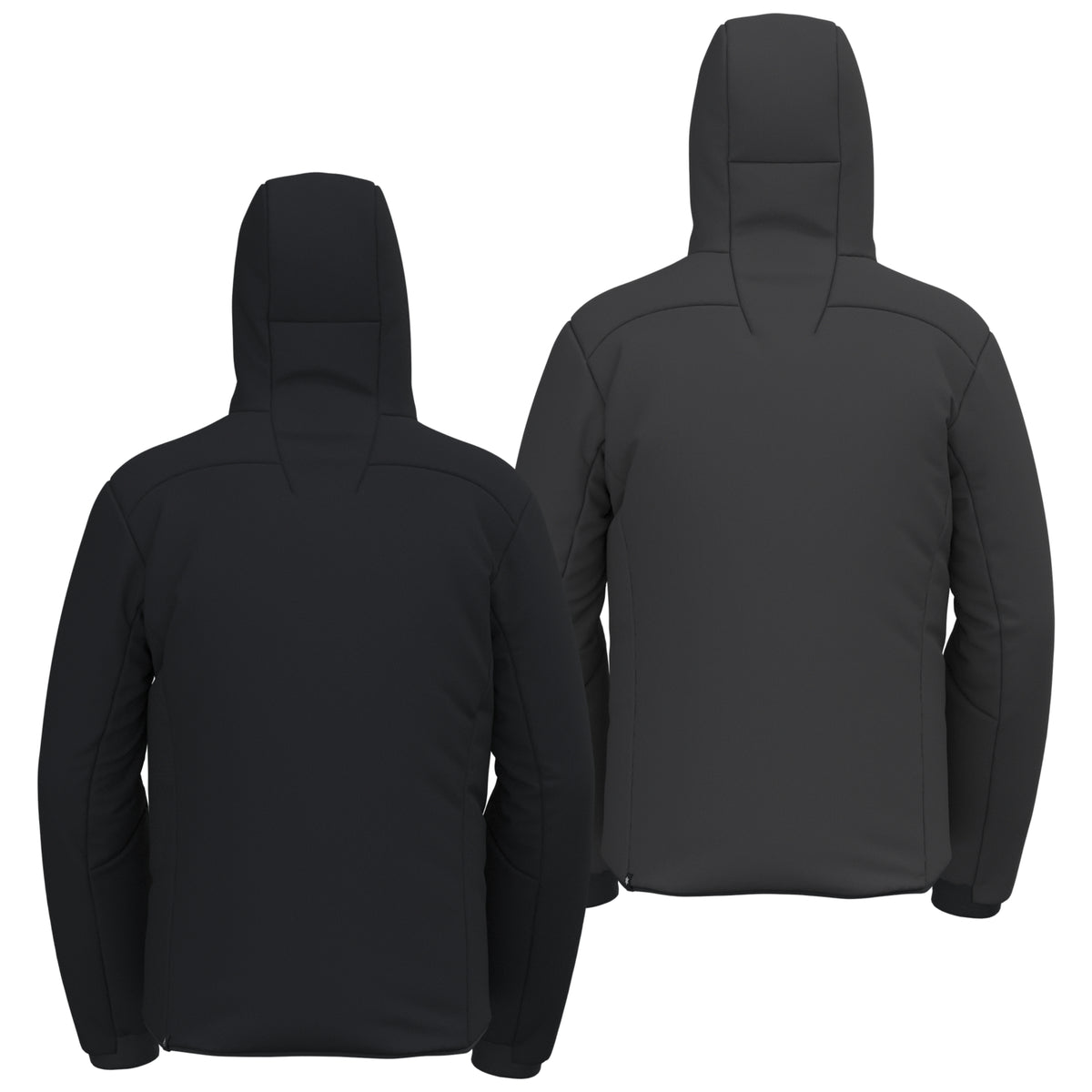 Men's reversible insulated jacket in black, full-zip with hood