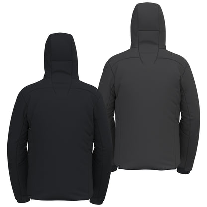Men's reversible insulated jacket in black, full-zip with hood