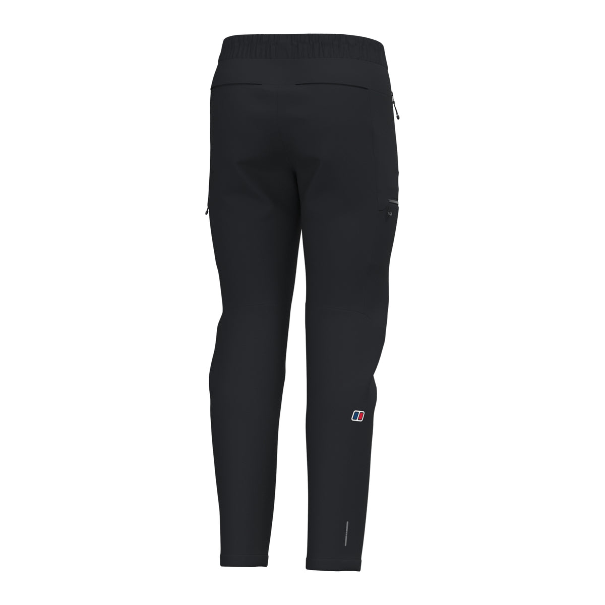 Black slim pants with elastic waistband and back logo patch