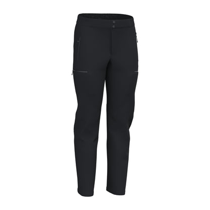 Black slim pants with elastic waistband and angled side seam detailing