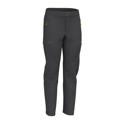 Black athletic pants front view with elastic waistband and tapered fit toward ankles