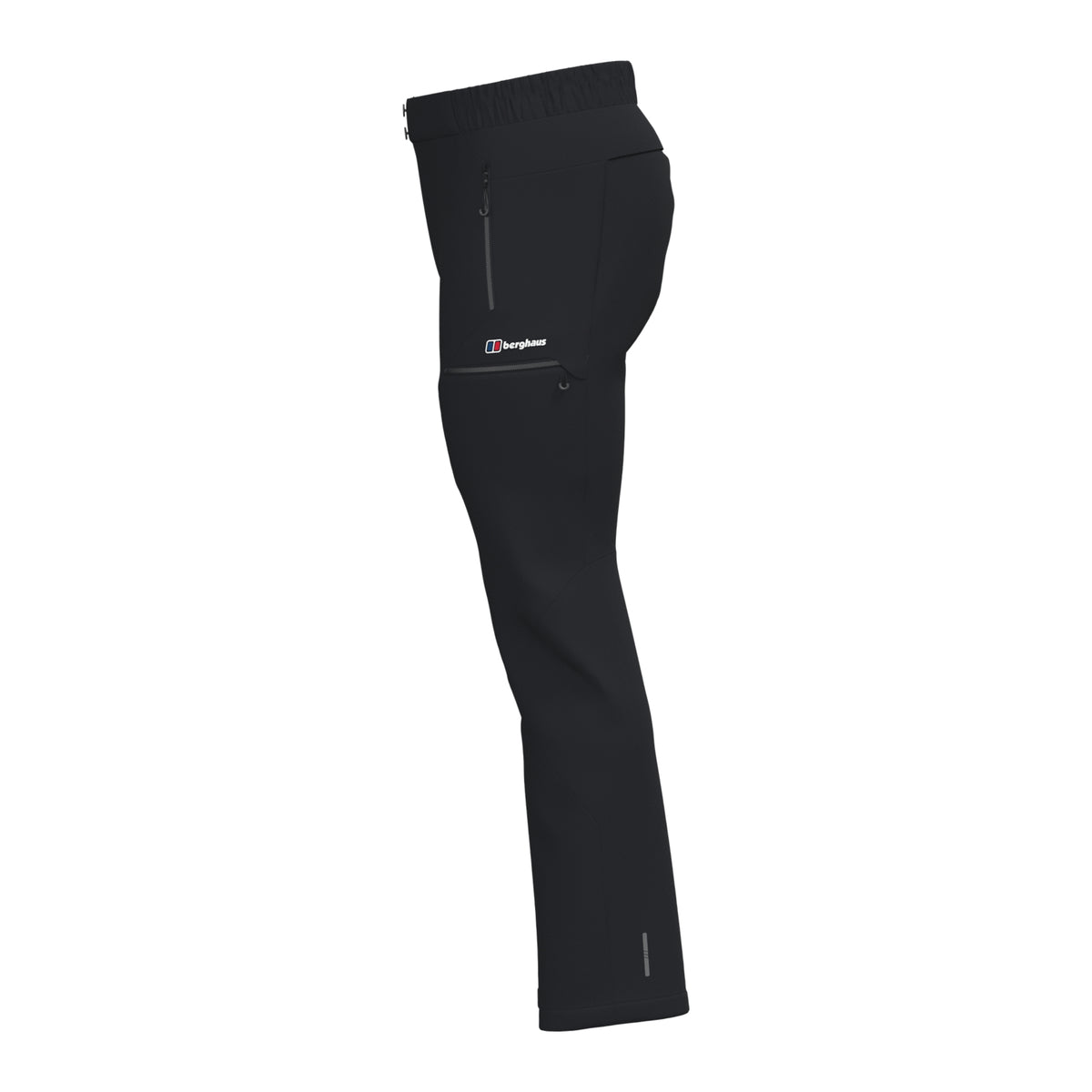 Black slim pants with elastic waistband and side zips