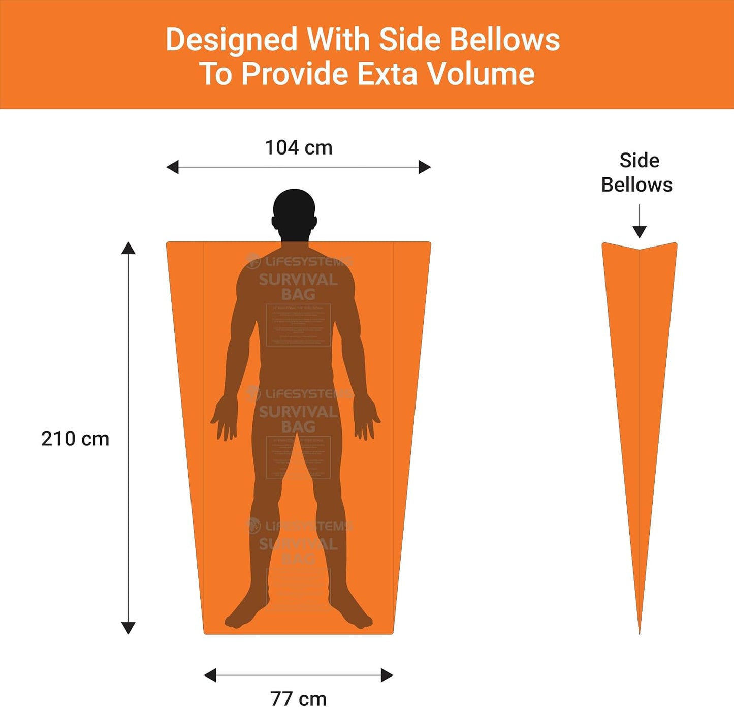 Windproof and Waterproof Orange Survival Bag for 1 to 2 Persons