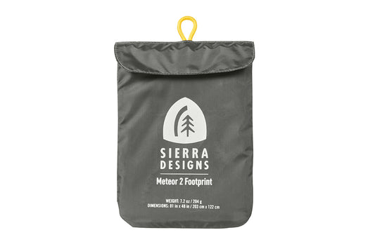 Sierra Designs Meteor tent footprint storage bag, gray with logo and hanging loop