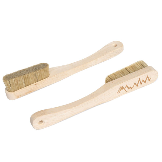 Boar hair climbing brush set with wooden handles and stiff bristle heads