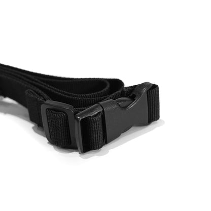 Black climbing chalk bag waist belt with two buckle straps