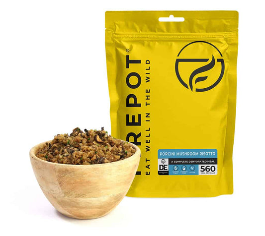 Dehydrated porcini mushroom risotto pouch with serving bowl, 135 g
