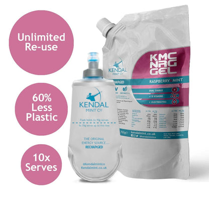 KMC NRG GEL Energy Gel Refill Pouch Raspberry & Mint (10 x 70g Serves)