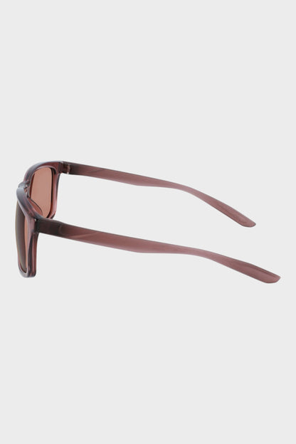 Nike sunglasses side profile, mauve frame with copper-tinted lens