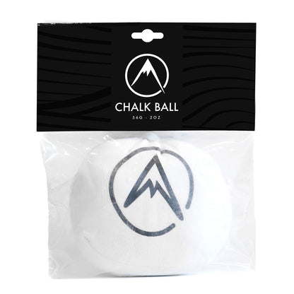 Psychi chalk ball package showing white chalk ball with mountain logo