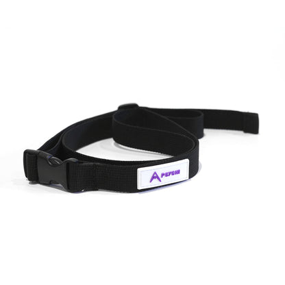 Black chalk bag waist strap with adjustable buckle and logo label