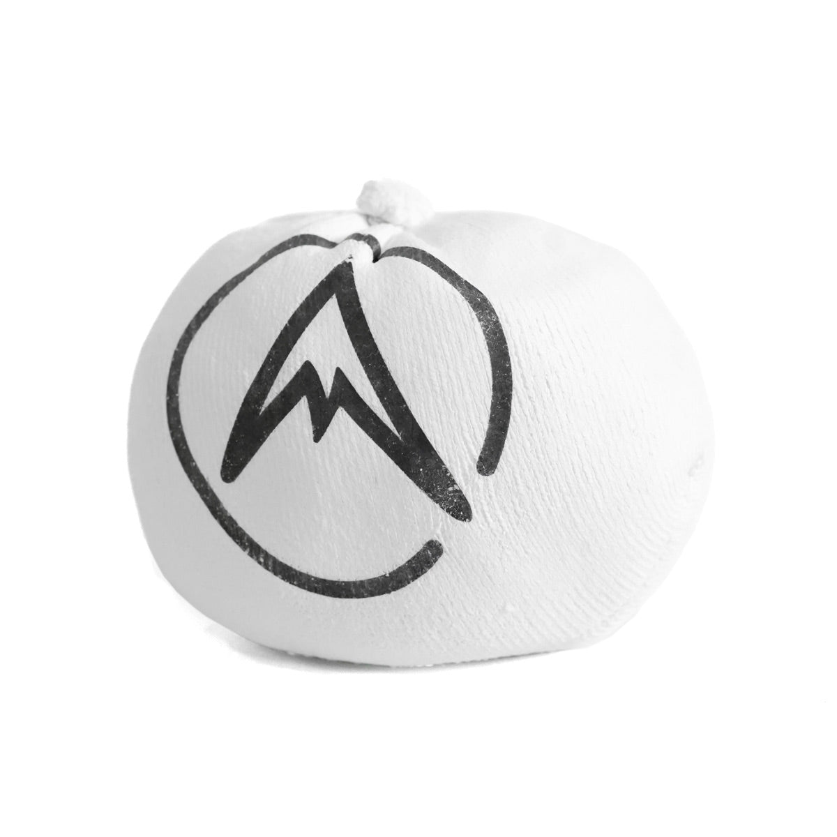 White chalk pouch with black mountain logo