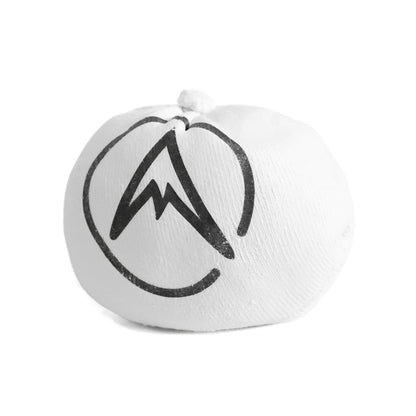 White chalk pouch with black mountain logo