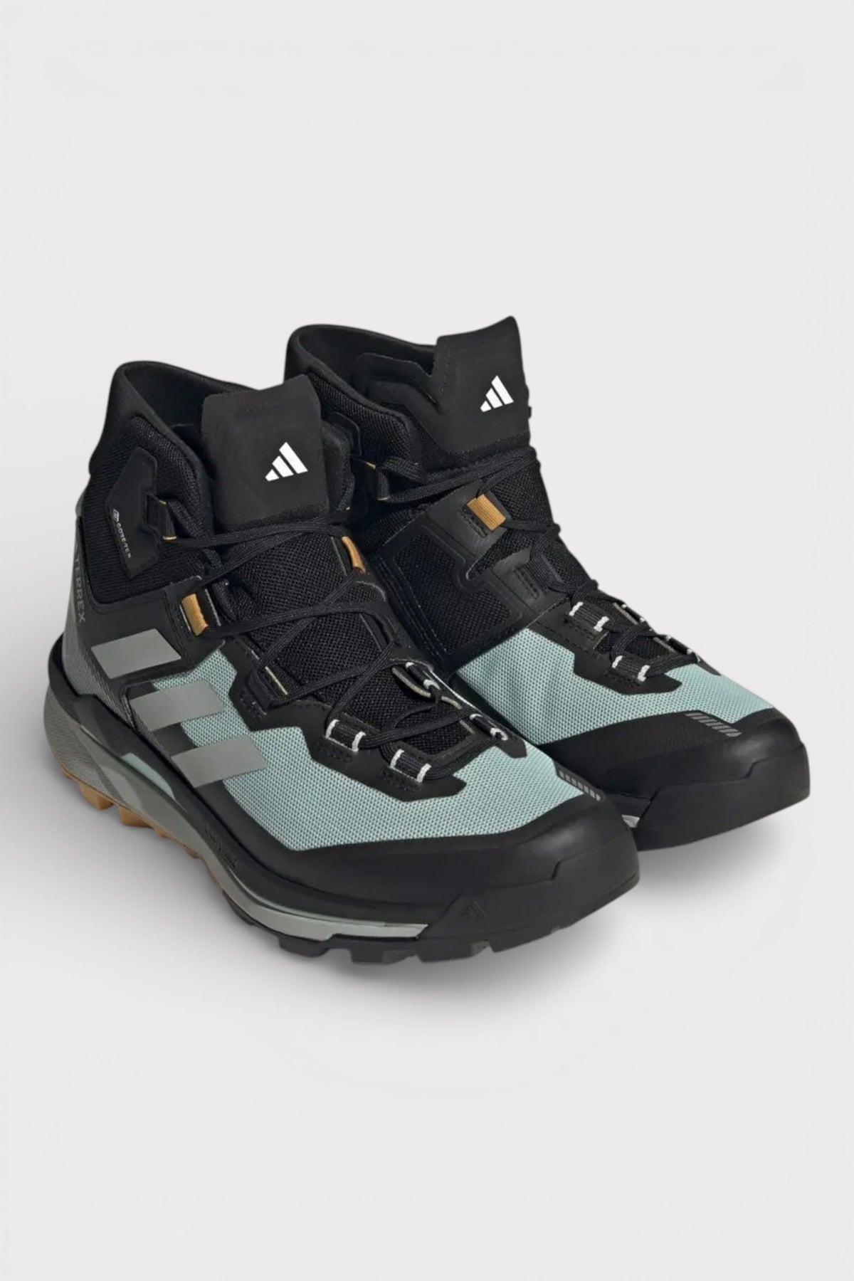 Adidas Terrex lace-up hiking boots, black and aqua, mid-calf GORE-TEX style