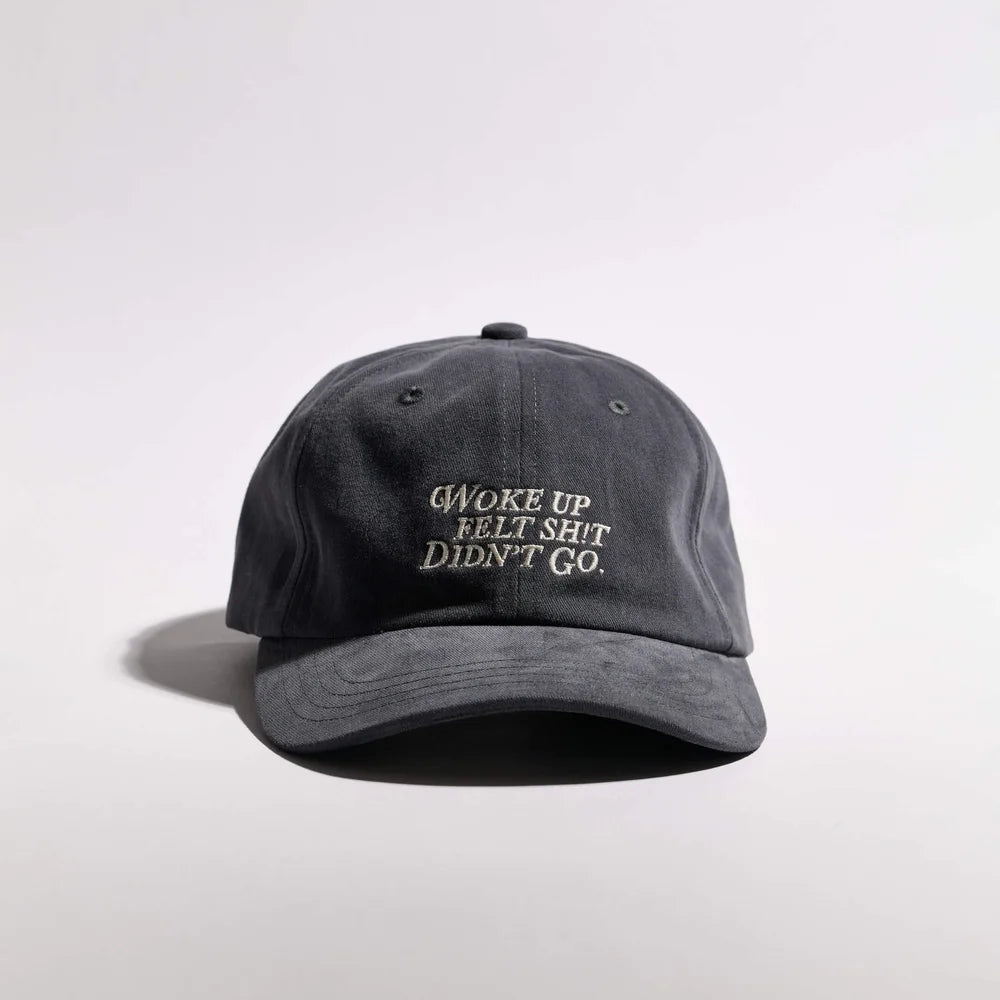Gray cap with text on a white background
