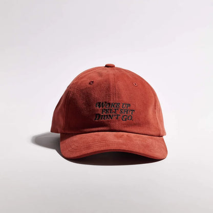 Red cap with text on a white background